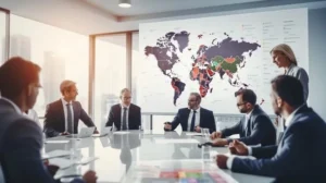 international business consultants discussing strategy